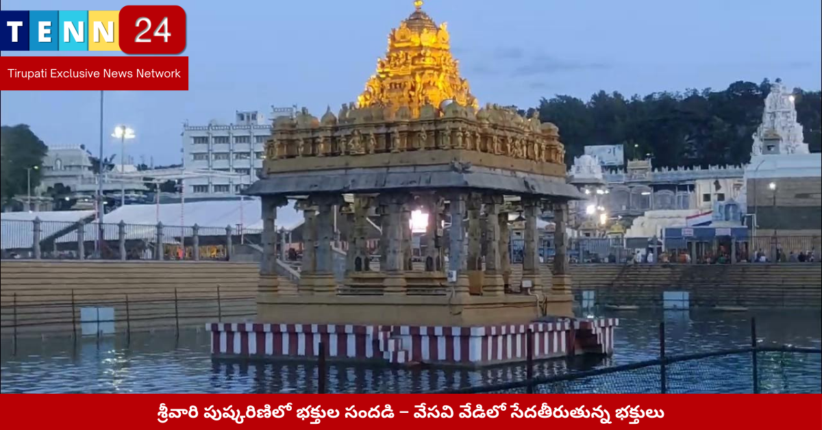 శ్రీవారి పుష్కరిణిలో భక్తుల సందడి