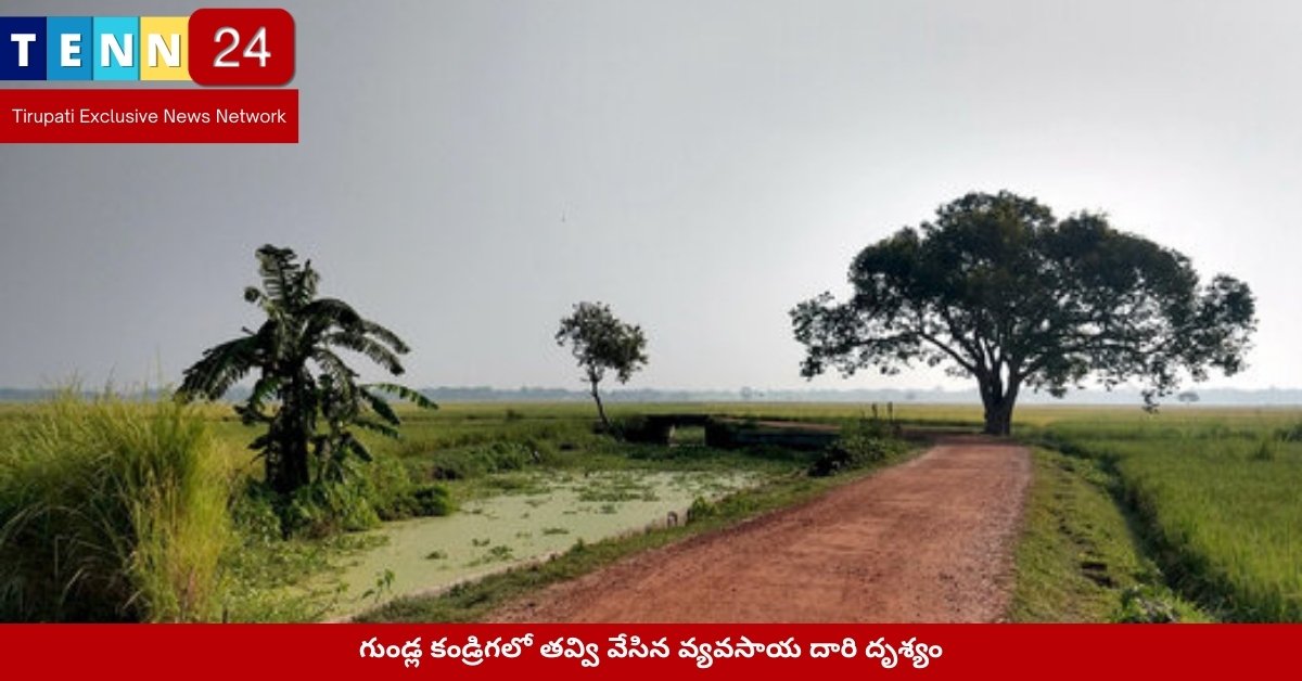 గుండ్ల కండ్రిగలో తవ్వి వేసిన వ్యవసాయ దారి దృశ్యం
