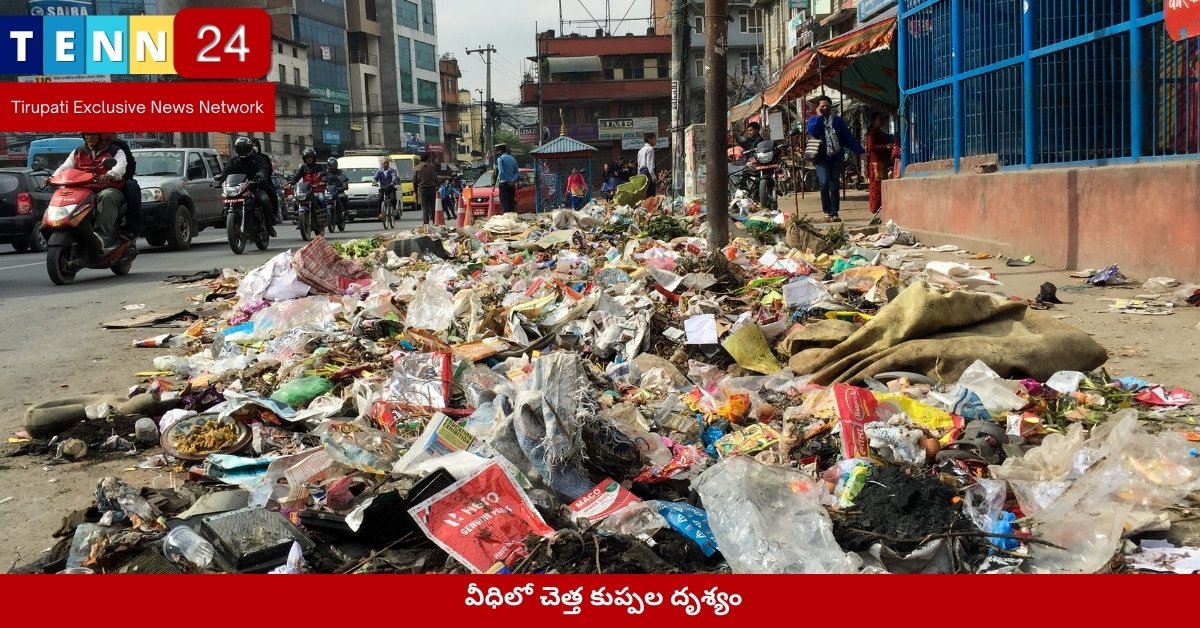 వరసాల వీధిలో చెత్త కుప్పల దృశ్యం