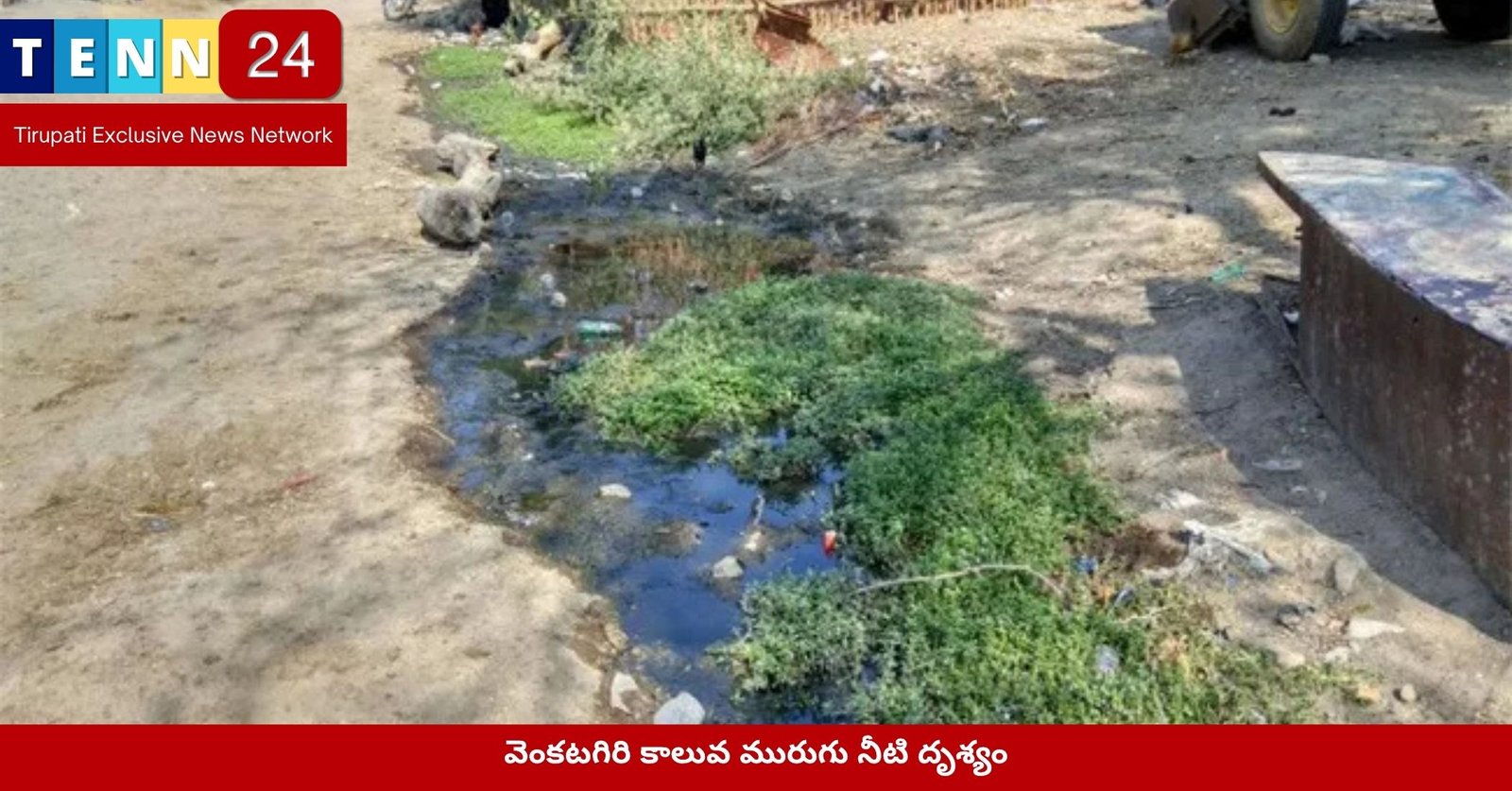 వెంకటగిరి కాలువ మురుగు నీటి దృశ్యం