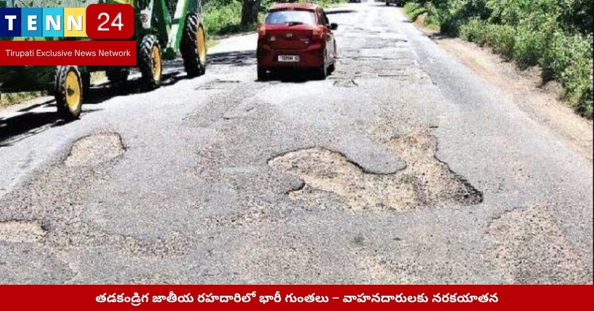 తడకండ్రిగ రహదారిలో గుంతలు