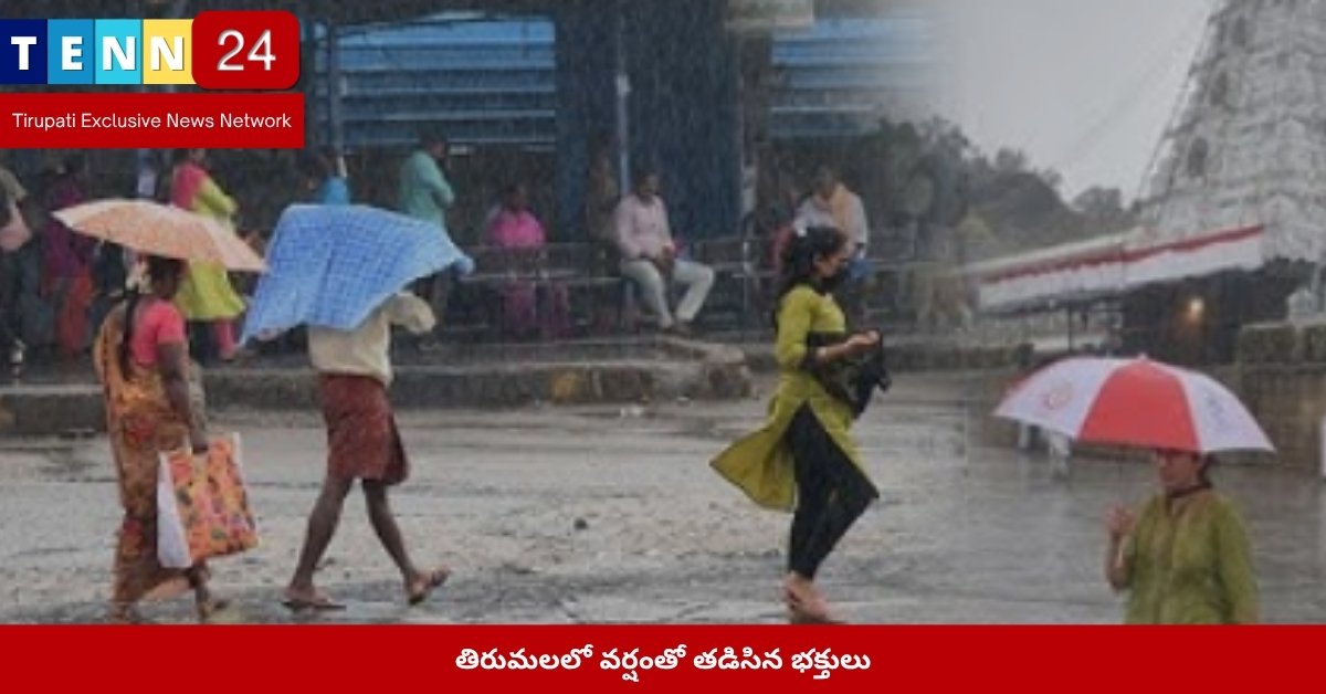 తిరుమలలో వర్షంతో తడిసిన భక్తులు